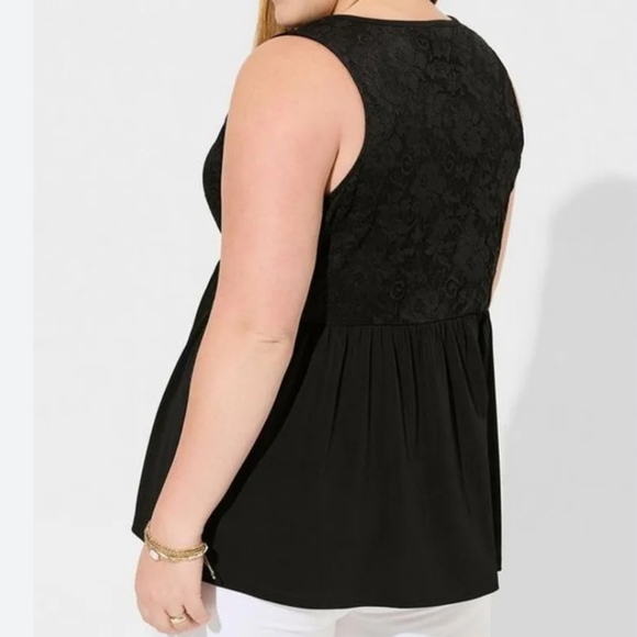NWT TORRID STUDIO KNIT LACE BABYDOLL TANK - Picture 3 of 5